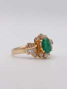 18kt Yellow Gold Emerald & Diamond Cocktail Ring