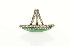 Sterling Marquise Malachite Cabochon Rope Trim Ring