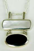 Sterling Silver Mother of Pearl & Black Onyx Necklace