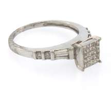 Wonderful 14k white gold square diamond cluster ring