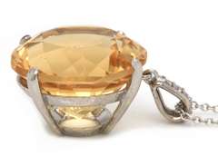 Powerful 18kt Citrine and Diamond Pendant on Chain