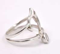 Sterling Silver Anchor Ring with Clear Gemstone