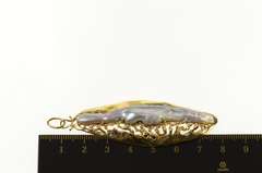 14K Yellow Gold Baroque Pearl Ornate Abstract Statement Pendant