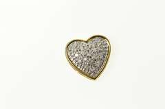 10K Yellow Gold Two Tone Pave Diamond Encrusted Heart Pendant