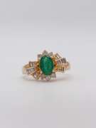 18kt Yellow Gold Emerald & Diamond Cocktail Ring