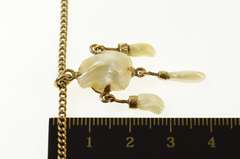 10K Yellow Gold 1930's Ornate Pearl Dangle Fringe Chain Necklace