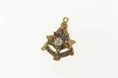 14K Yellow Gold Order of Eastern Star Past Patron Enamel Charm/Pendant