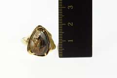 14K Yellow Gold Oval Rutilated Quartz Cabochon Statement Ring