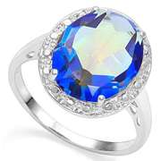 4.25 CT OCEAN MYSTIC GEMSTONE & DIAMOND 925 STERLING SILVER RING