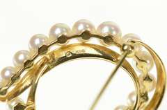 14K Yellow Gold Mikimoto Pearl Retro Swirl Statement Pin/Brooch