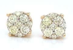 Majestic Diamond Yellow Gold Stud Earrings