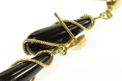 14K Yellow Gold Black Onyx Drop Wrap Spiral Dangle Earrings