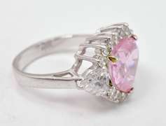 Heart Shaped Crystal Sterling Silver Ring