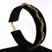 Fashionable Peridot Gold Link Bracelet