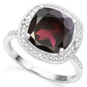5.09 CT GARNET & DIAMOND 925 STERLING SILVER RING