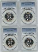 4 Superb PCGS PR67 graded 1960 Franklin Half Dollars.