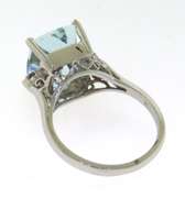 Majestic White Gold Cushion Aquamarine and Diamond Ring