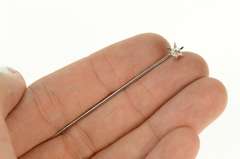 14K White Gold Retro Diamond Solitaire Classic Stick Pin
