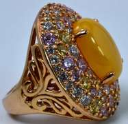 Gold Plated Sterling Silver CZ Cocktail Ring.