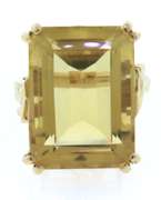Powerful Emerald Cut Citirne Yellow Gold Ring