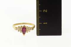 14K Yellow Gold Marquise Ruby Diamond Cluster Accent Ring