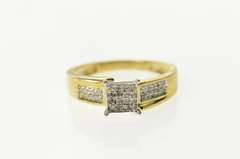 10K Yellow Gold 0.20 Ctw Squared Diamond Cluster Promise Ring