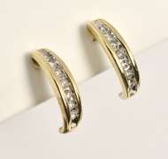 14k J Hoop Diamond Earrings