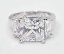 Wonderful Scissor Cut Crystals Set in Sterling Silver Ring