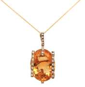 Fantastic 14kt YG Natural Oval Citrine and Diamond Necklace