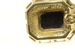 14K Yellow Gold Carved Black Onyx Cameo Ornate Statement Pendant