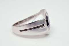 Men's Onyx Ring with Diamonds in White Gold