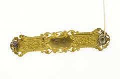 Gold Filled Victorian Seed Pearl Turquoise Ornate Bar Pin/Brooch