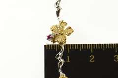 14K Yellow Gold Denny Wong Diamond Ruby Hibiscus Two Tone Bracelet