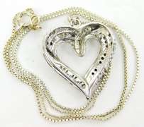 High Quality Sterling & Diamonds Heart Necklace