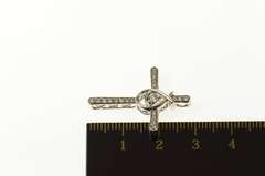 10K White Gold Diamond Encrusted Ornate Cross Charm/Pendant