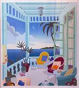 Large McKnight Hand Signed Serigraph, Green Porch
