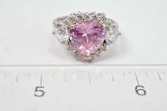 Heart Shaped Crystal Sterling Silver Ring