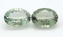 Fun Pair of Oval Cut Green Amethyst Gemstones, 22.88ct