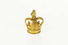 9K Yellow Gold 3D Crown Royalty Symbol Ornate King Queen Charm/Pendant