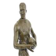 Hot Cast Rugged Rugby Player Bronze Sculpture Marble Base Statue Figure