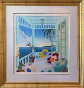 Large McKnight Hand Signed Serigraph, Green Porch