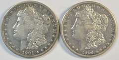 Much scarcer 1901-S & 1904-S Morgan Silver Dollars. Nice