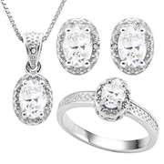 2 CARAT WHITE TOPAZ & DIAMOND 925 STERLING SILVER JEWELRY SET