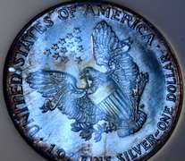 1988 American Silver Eagle, Toning. BU.