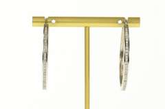 14K White Gold 0.99 Ctw Diamond Classic Statement Hoop Earrings