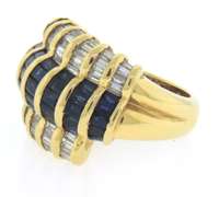 Outstanding 18kt Sapphire and Baguette Diamond Ring
