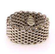 Sterling silver Tiffany & Co mesh chain ring