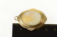 14K Yellow Gold Victorian Japanese Village Scene Cameo Pendant/Pin