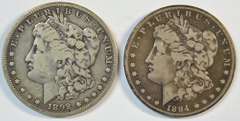 Very scarce 1892-S & 1894-S Morgan Silver Dollars