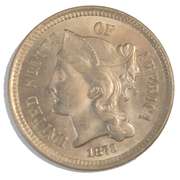 Sharp BU 1873 1873 Open 3 3 Cent Nickel